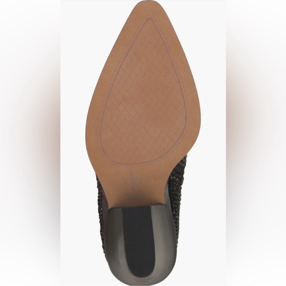 NWT Jessica Simpson Paredisa Fringe Cowboy Boots Black Rhinestone Booties Sz 6.5 - Picture 5 of 8